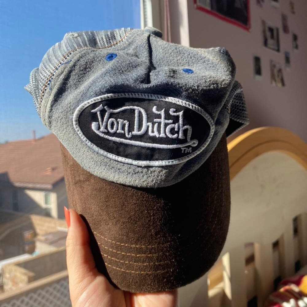 vintage von dutch brown blue cap